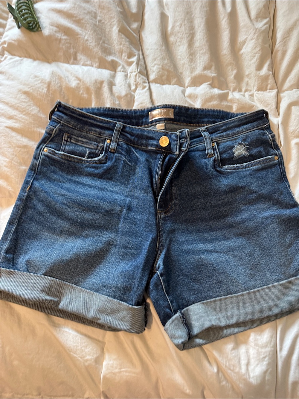 Kut from the Kloth Dark Blue Rolled Cuff Denim Shorts